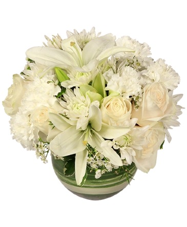 White Bubble Bowl Vase of Flowers in Southfield, MI | Southfield Flowers